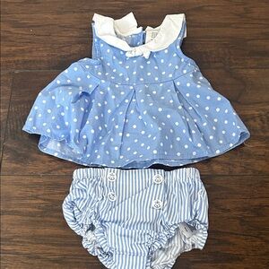 Savannah Blue and White Polka Dot Diaper Cover Set
